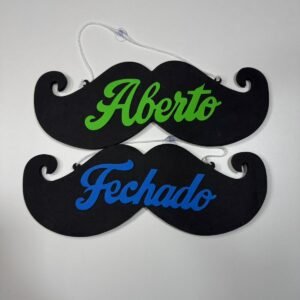 Plaquinha emborrachado de aberto e fechado